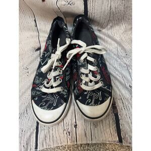 Coach Poppy Barrett Lace Up Black Red White Graffiti Shoes Size 7.5